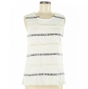 A New Day fringe tassel sleeveless cream top M
